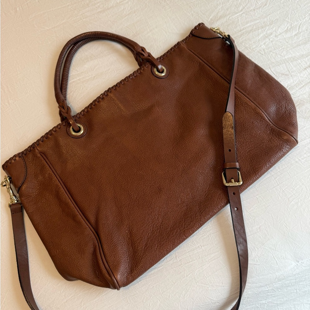 Massimo Dutti Rich Brown Leather Tote